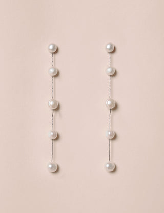 The Aisle Edit Jennifer silver pearl drop earrings