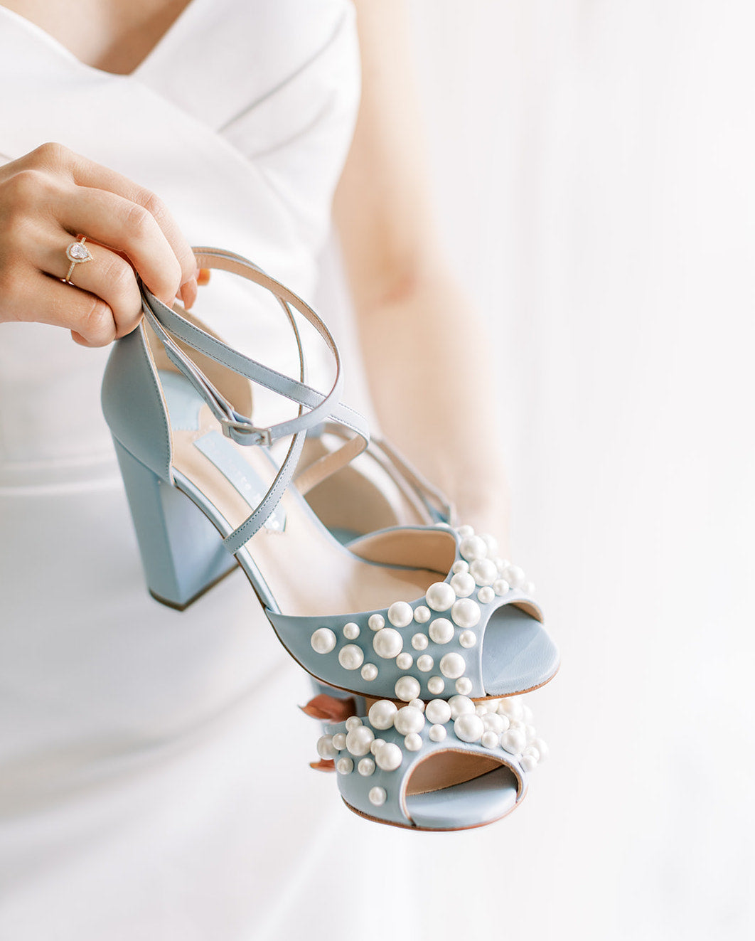 Bluebridalshoes with pearl embellishment charlotte mills