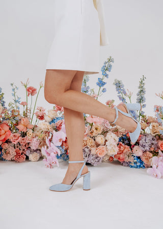 blue suede bridal shoes Charlotte mills