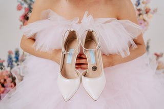 ivory leather bridal shoes Charlotte mills sixpence coin