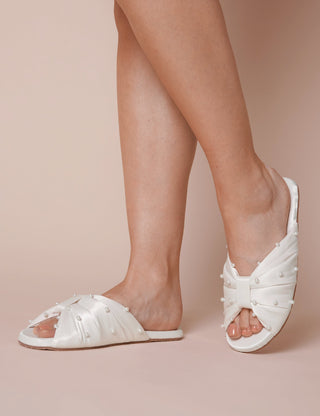 Charlotte Mills Alice Pearl embellished ivory bridal slipper