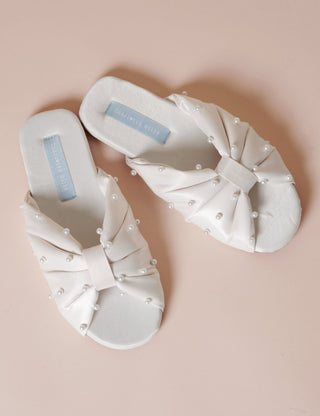 Charlotte Mills Alice Pearl embellished ivory bridal slipper