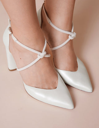 Charlotte Mills Mabel Pearl knot strap point toe court